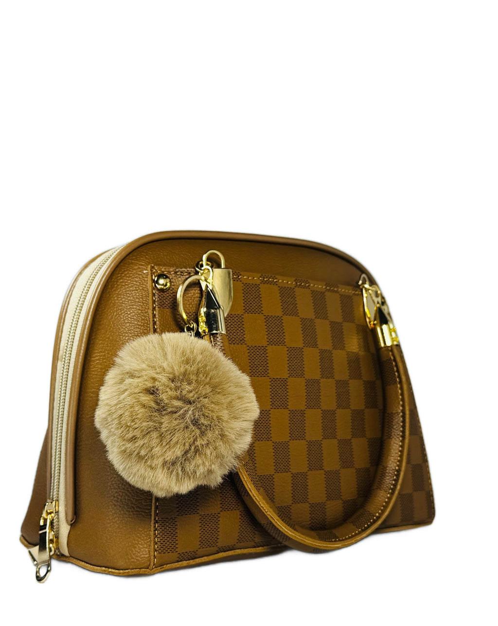 Louis Vuitton-Inspired Handbags with Fur Pom-Poms