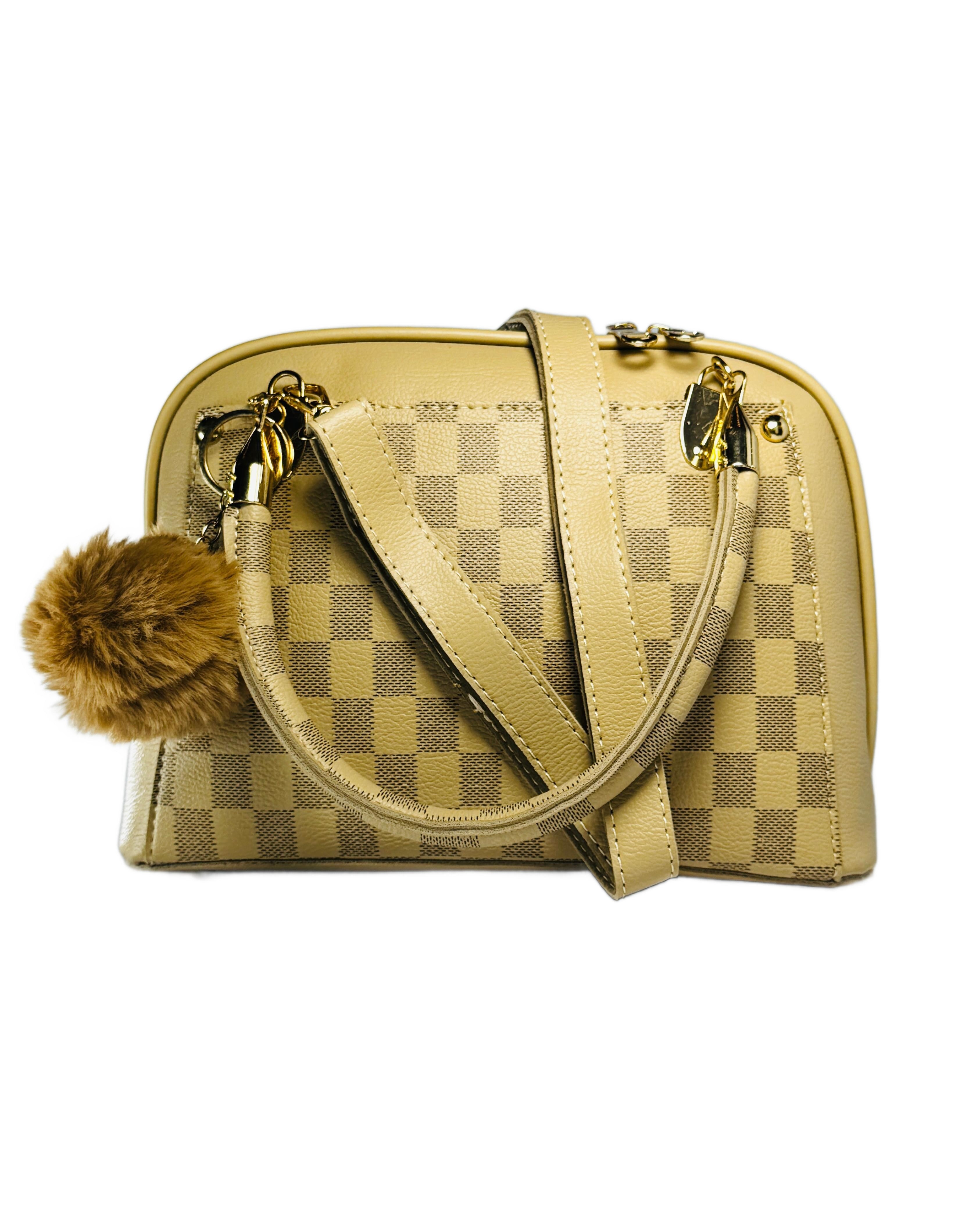 Louis Vuitton-Inspired Handbags with Fur Pom-Poms