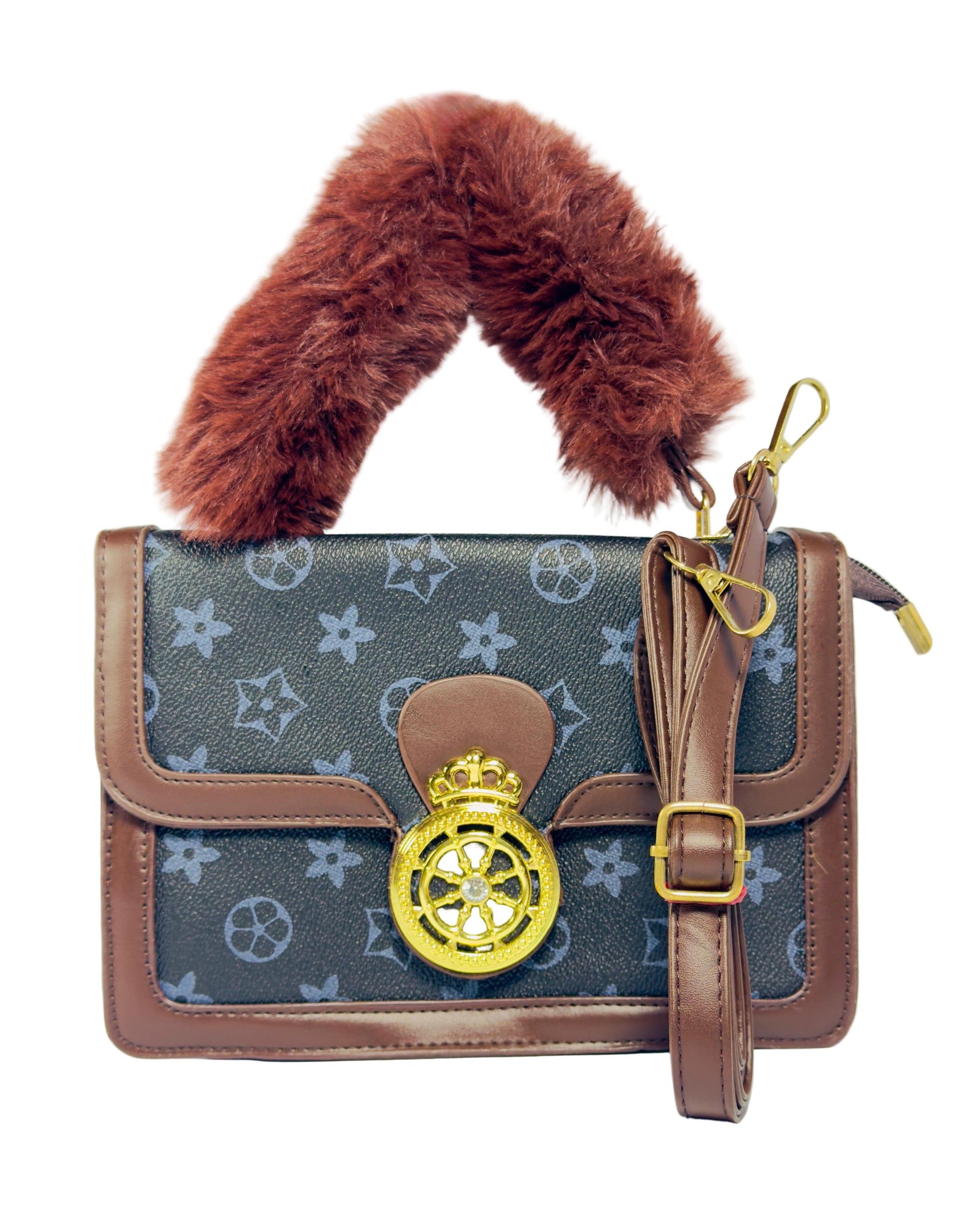 Luxury-style fuzzy top handle