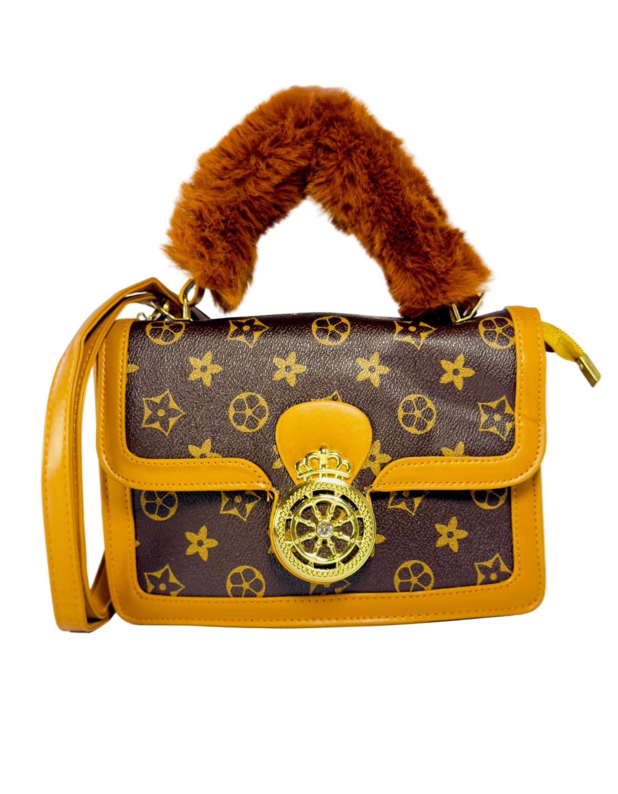 Luxury-style fuzzy top handle